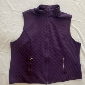 KAREN SCOTT Plus Zip-Front Fleece Vest purple Sz 3X